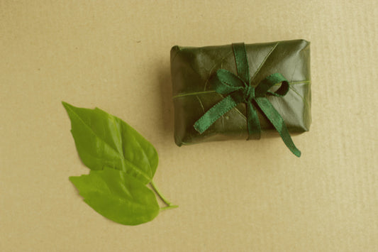 Green gift and leaves