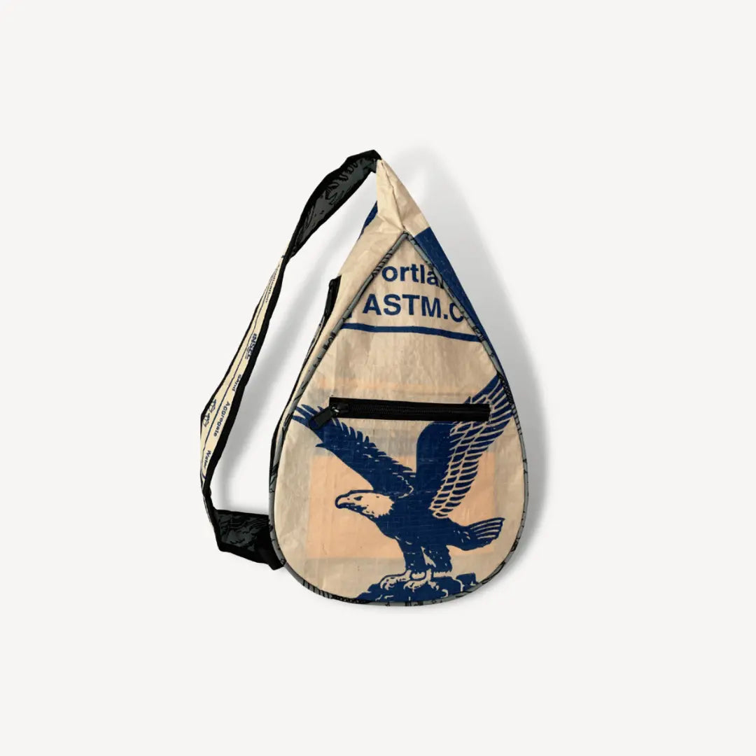 Sling bag with an eagle on it.