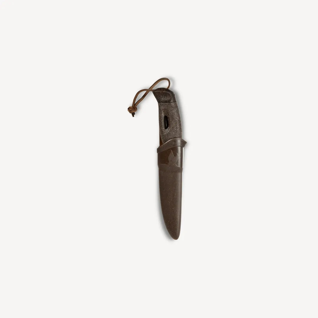 Brown knife in a brown sheath.