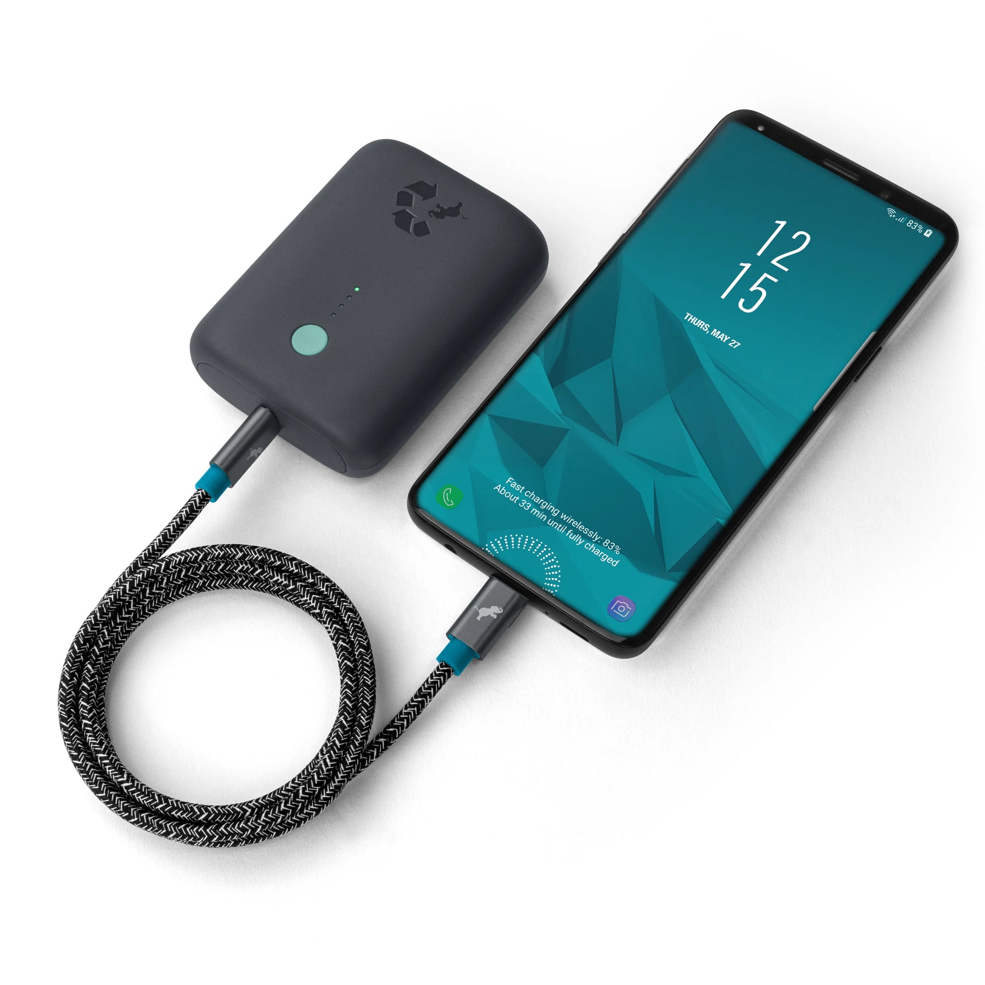 USB-C cable plugged into a phone and charger.