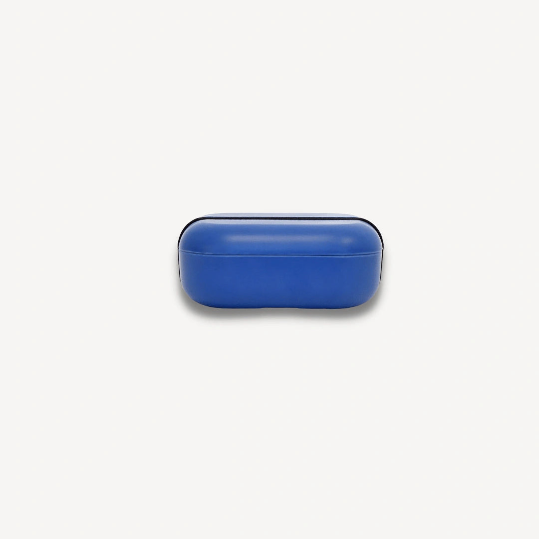 Side profile of blue bento box.